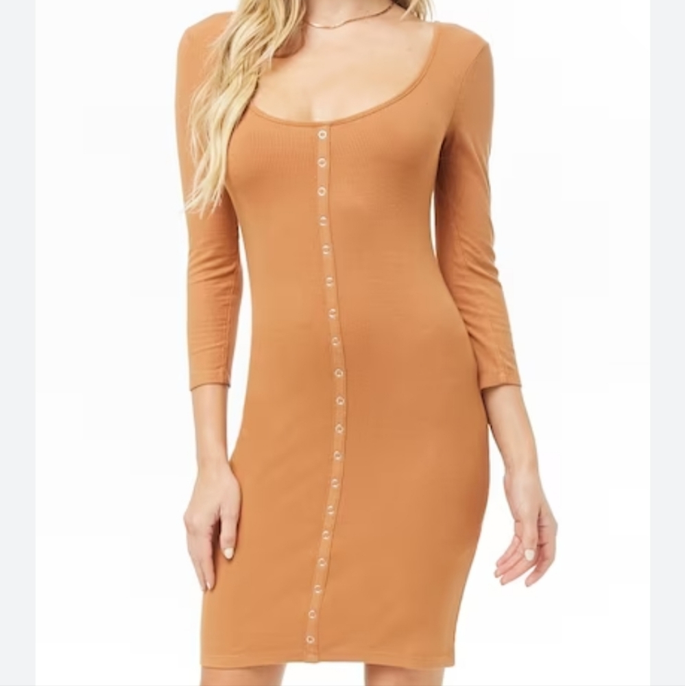 NWT Forever 21 Ribbed Knit Henley Dress